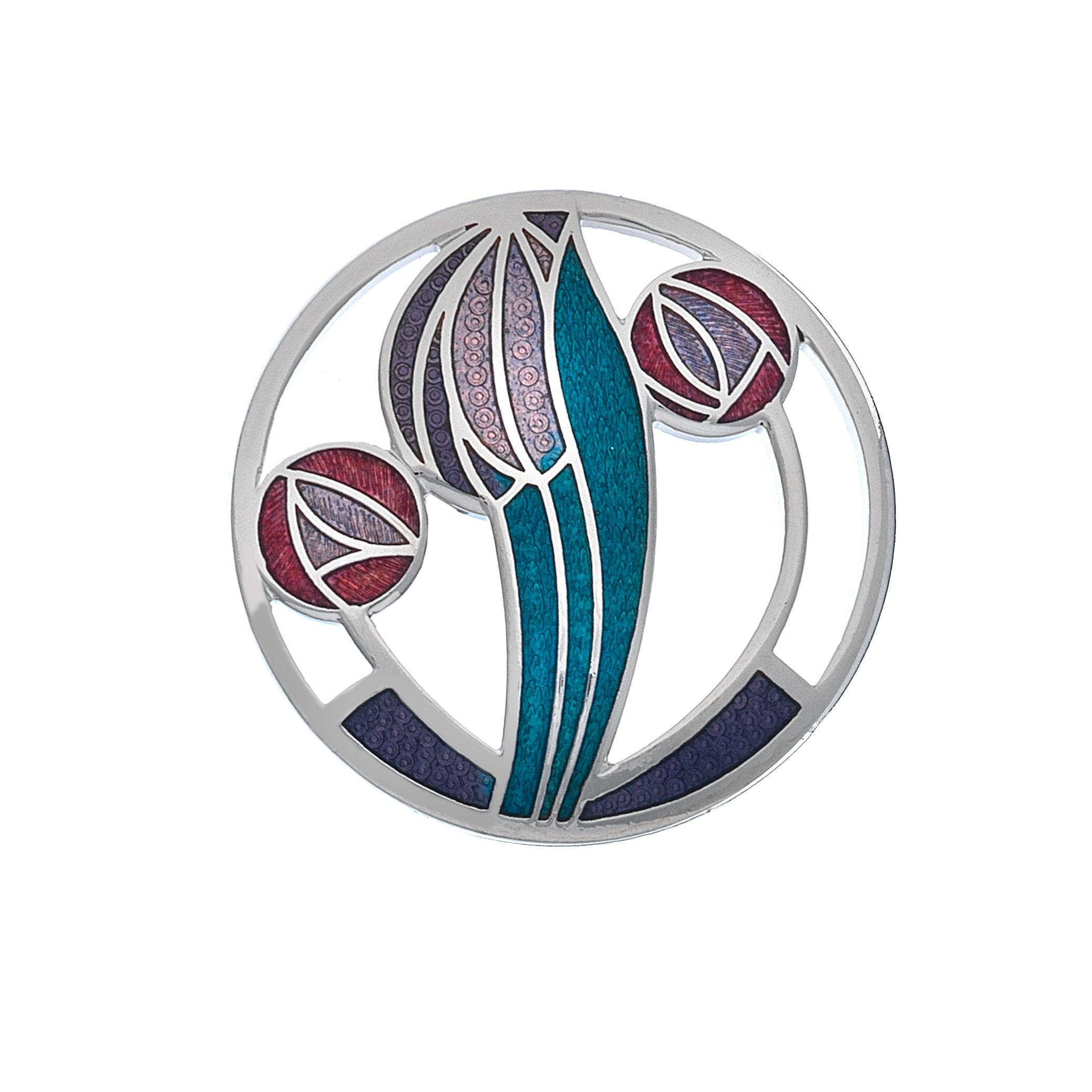 Mackintosh Purple Tulip and Rose Cut Out Brooch
